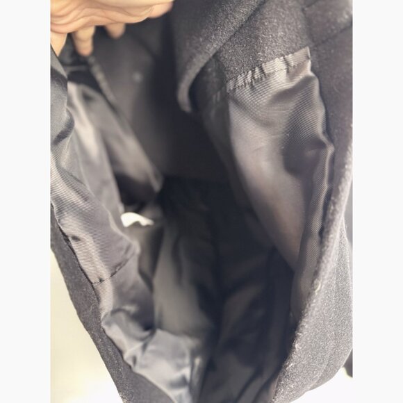 Eddie Bauer Peacoat Mens LT Tall Wool Blend Double Breasted Black Classic Prep - Picture 7 of 8